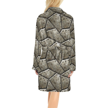 Armor Pattern Print Design 01 Women's Fleece Robe