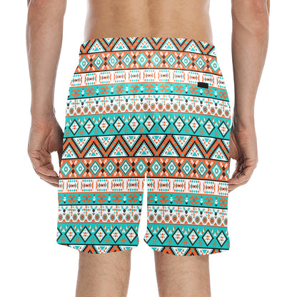 Navajo Style Print Pattern Men's Swim Trunks Beach Shorts