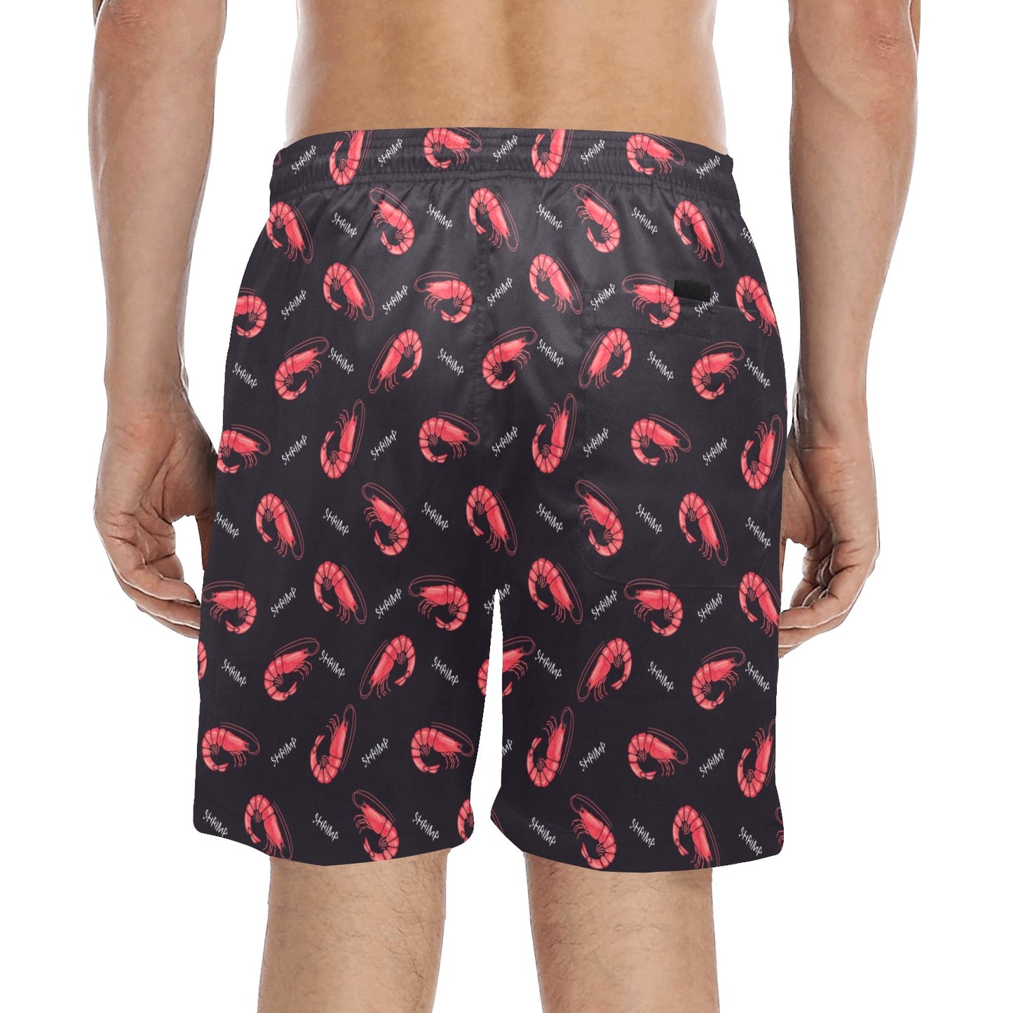 Shrimp Print Design LKS302 Men's Swim Trunks Beach Shorts