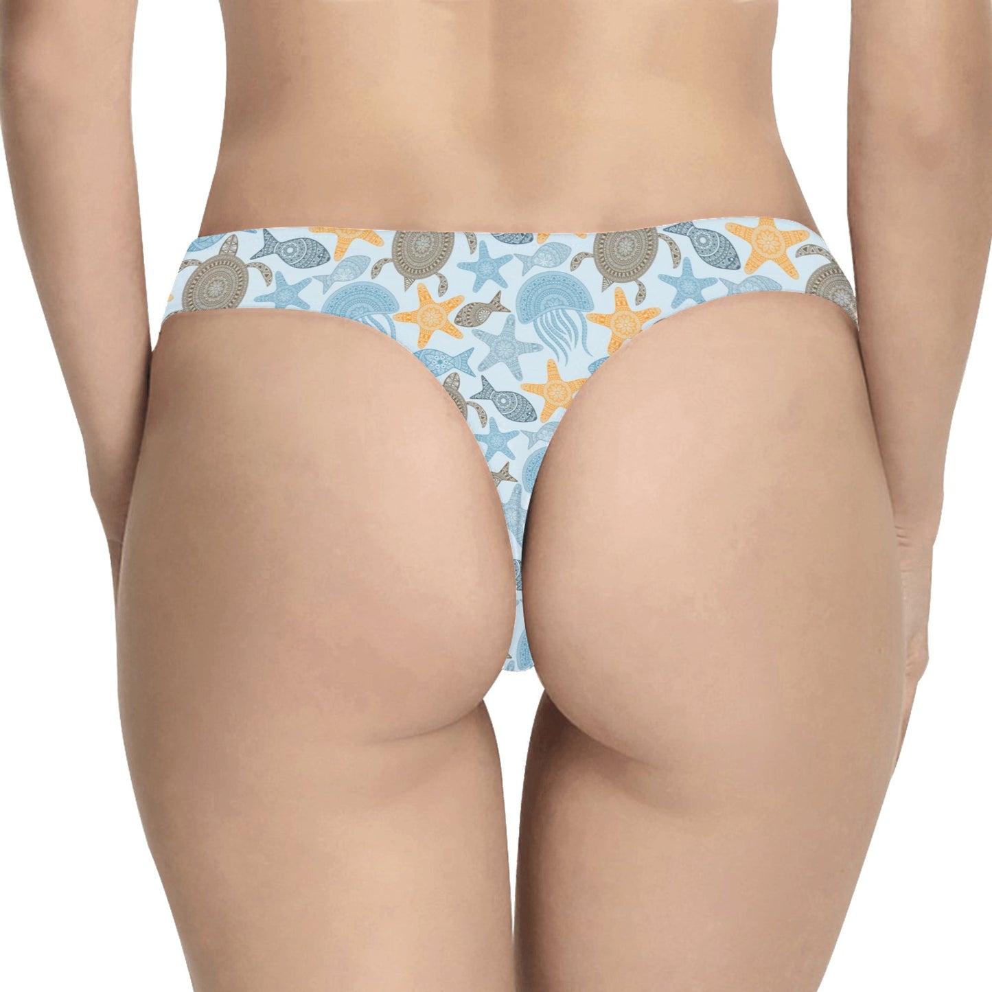 Polynesian Jellyfish Turtle Print Women's Thongs