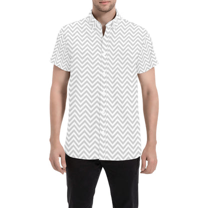 Chevron Print Design LKS401 Men Short Sleeve Button Up Shirt
