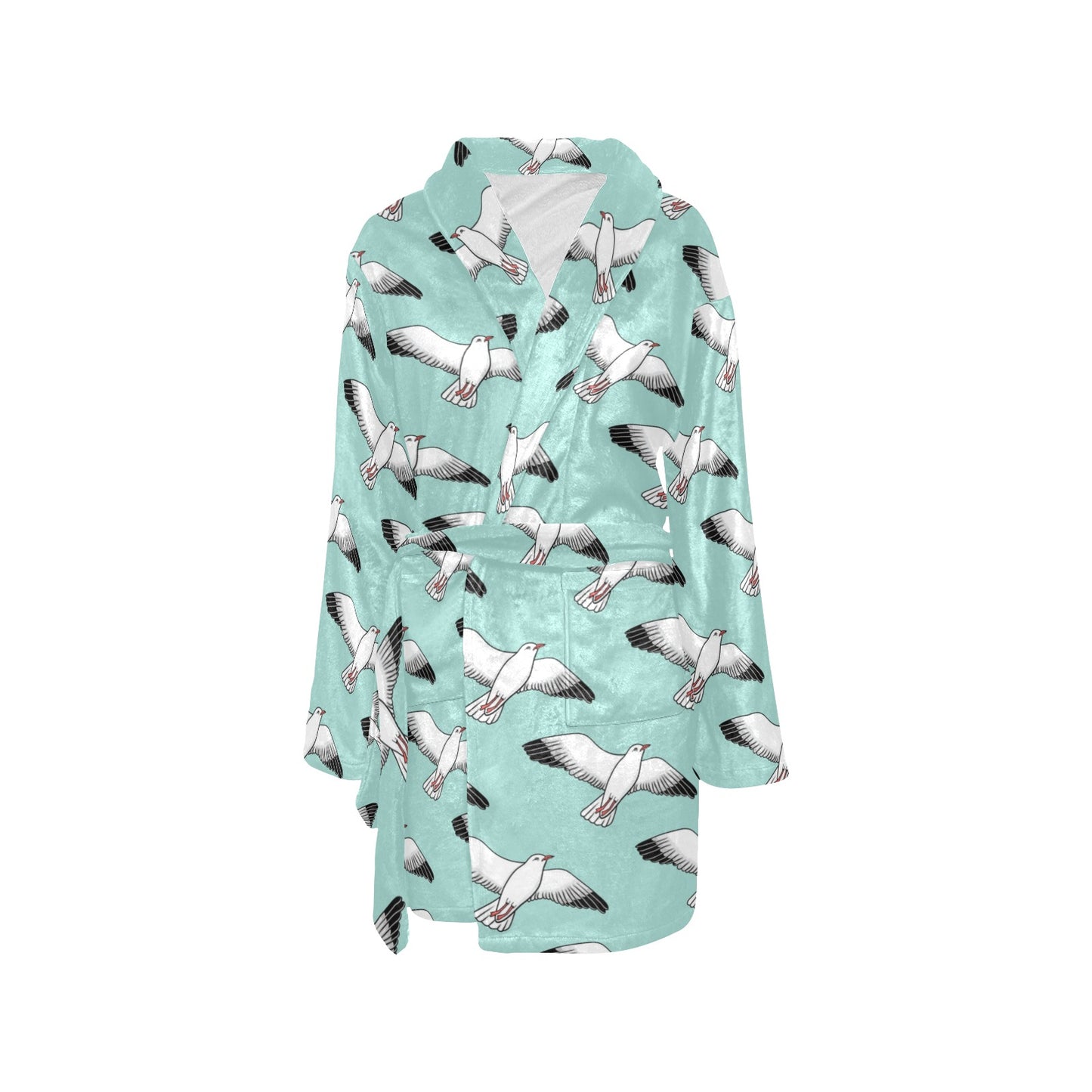 Pigeon Pattern Print Design 02 Women's Fleece Robe