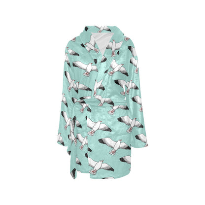 Pigeon Pattern Print Design 02 Women's Fleece Robe