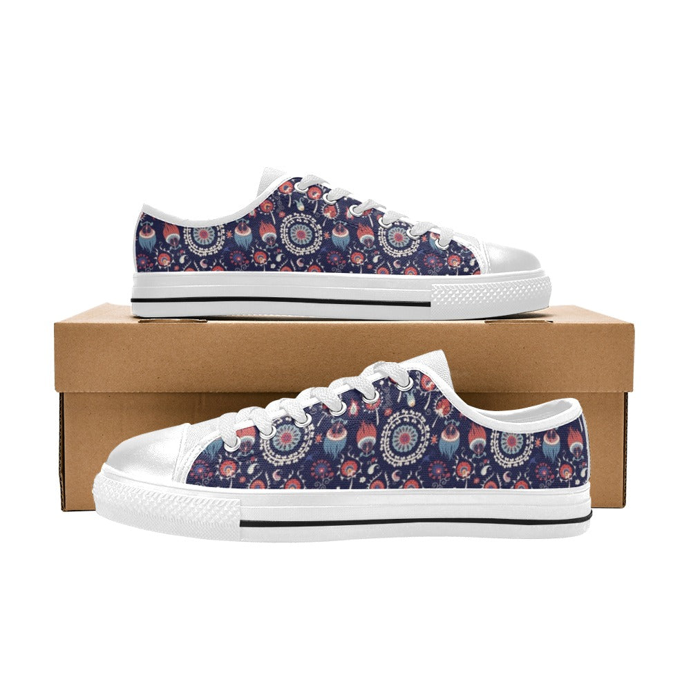 Suzani Print Design LKS305 Women's White Low Top Shoes