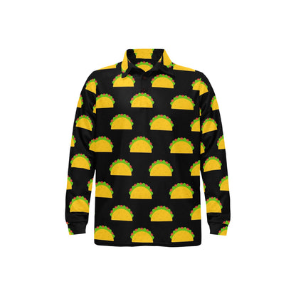 Taco Pattern Print Design TC06 Long Sleeve Polo Shirt For Men's