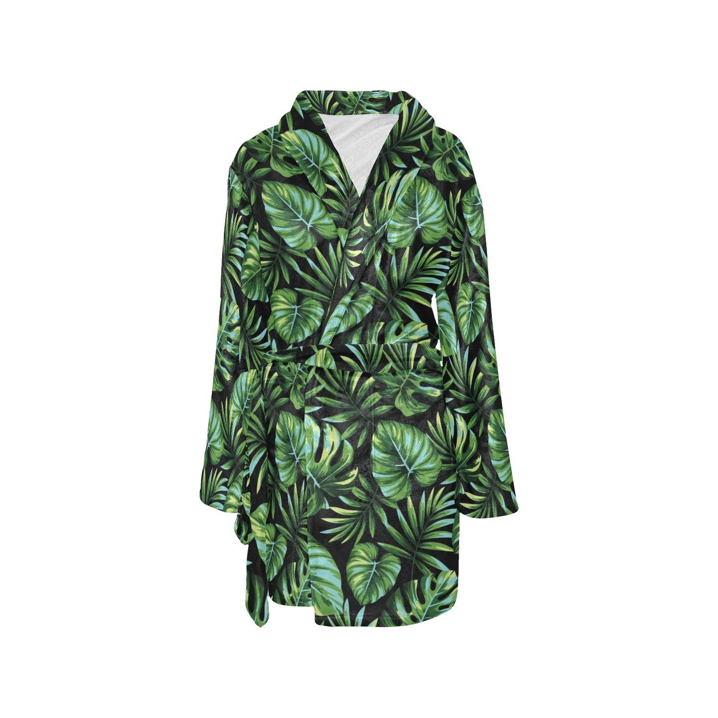 Palm Leaves Pattern Print Design PL013 Women's Fleece Robe