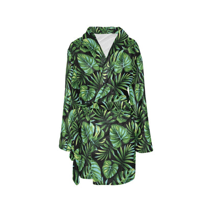 Palm Leaves Pattern Print Design PL013 Women's Fleece Robe