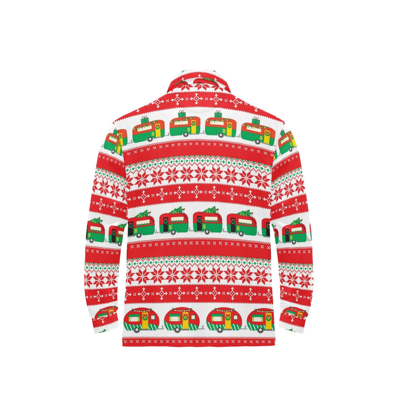 Camper Camping Ugly Christmas Design Print Long Sleeve Polo Shirt For Men's