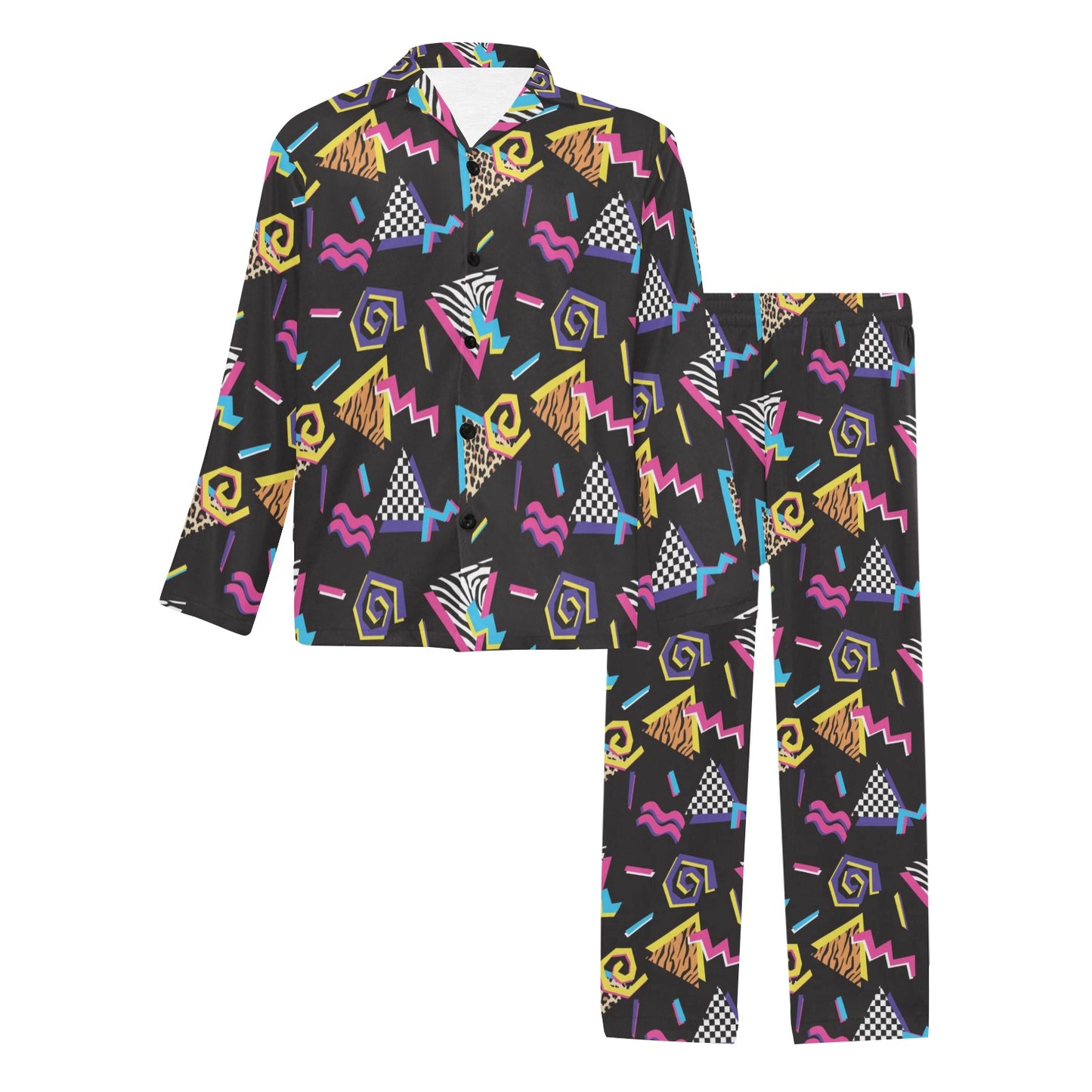 80s Pattern Print Design 3 Men's Long Pajama Set