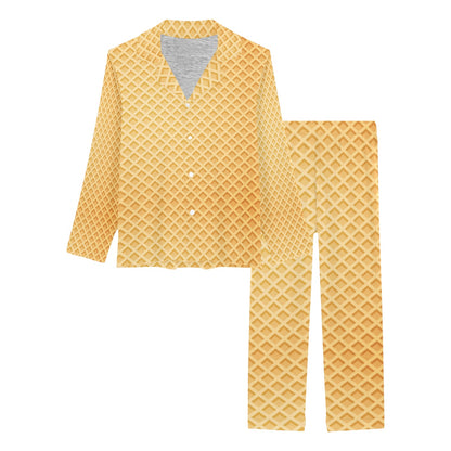 Waffle Texture Print Design LKS302 Women's Long Pajama Set