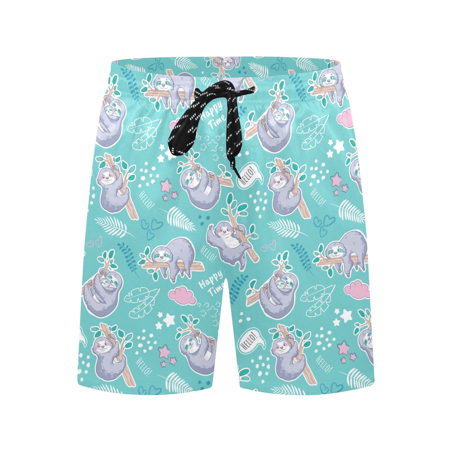 Sloth Print Design LKS309 Men's Swim Trunks Beach Shorts