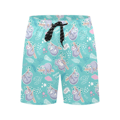 Sloth Print Design LKS309 Men's Swim Trunks Beach Shorts