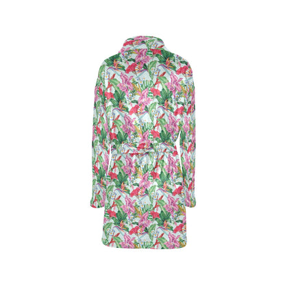 Tropical Flower Print Design LKS304 Women's Fleece Robe