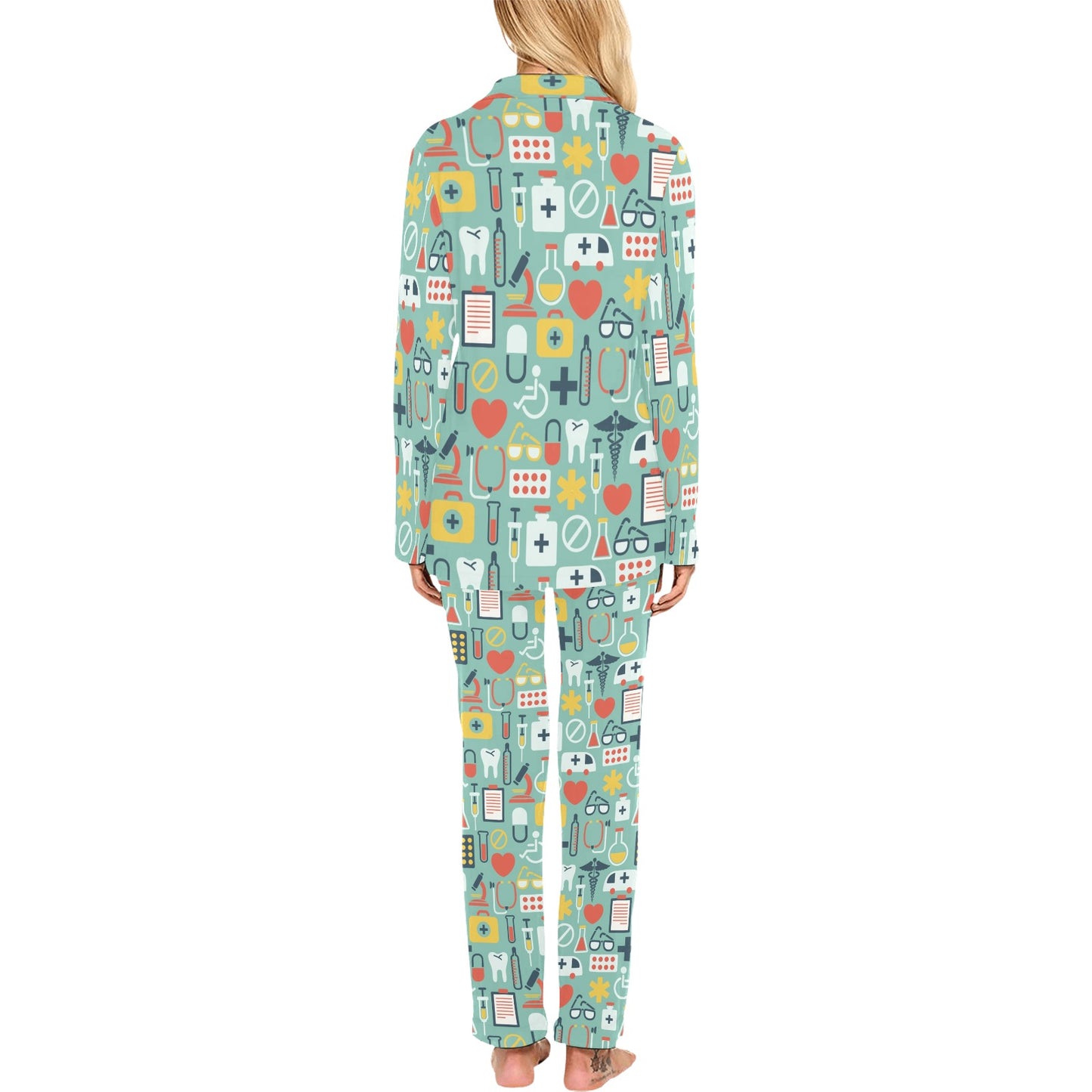 Medical Pattern Print Design 02 Women's Long Pajama Set