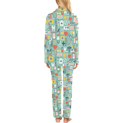 Medical Pattern Print Design 02 Women's Long Pajama Set