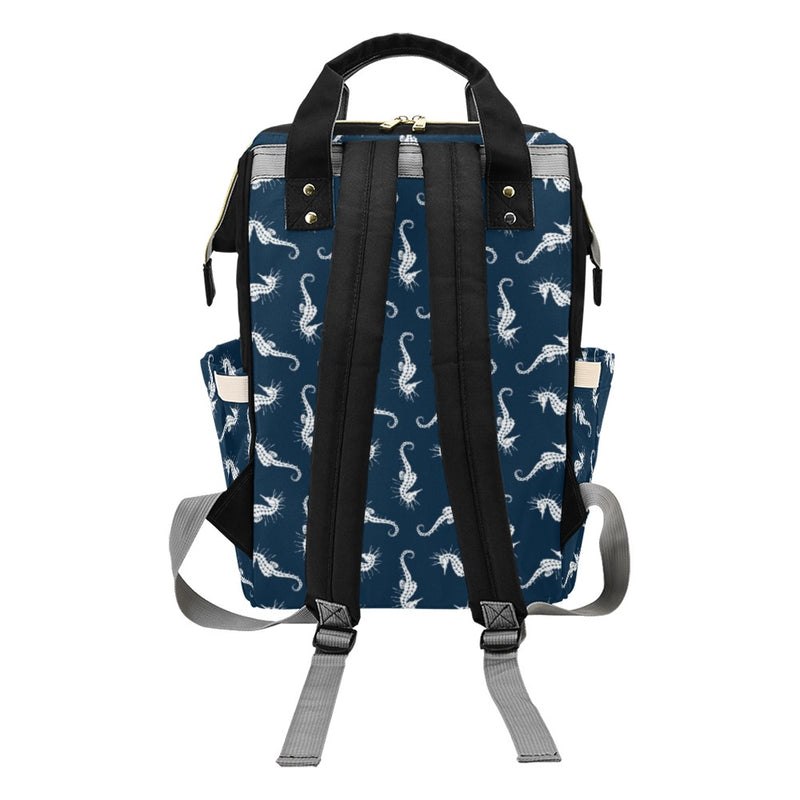 SeaHorse Print Design LKS402 Diaper Bag Backpack