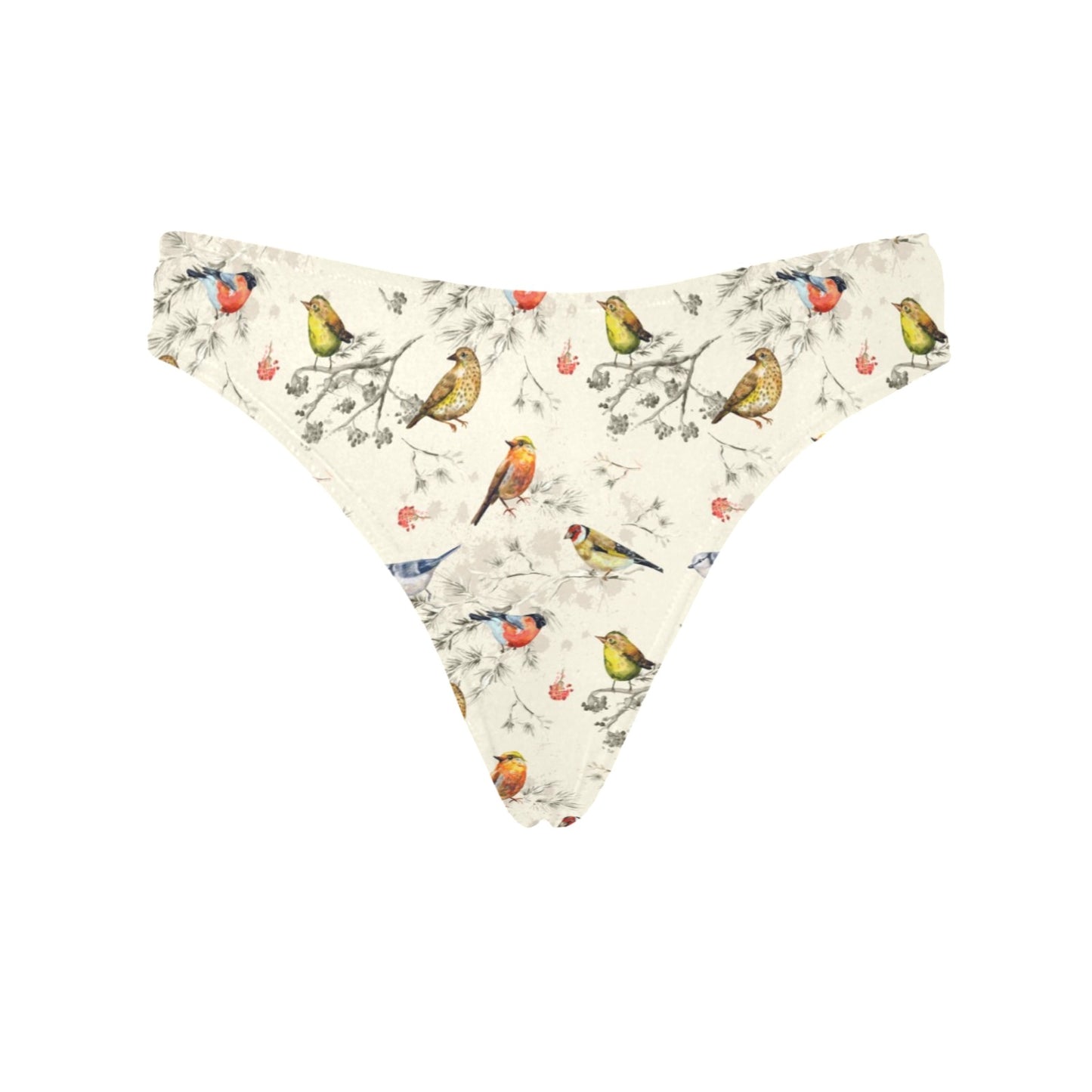 Bird Watercolor Design Pattern Women's Thongs
