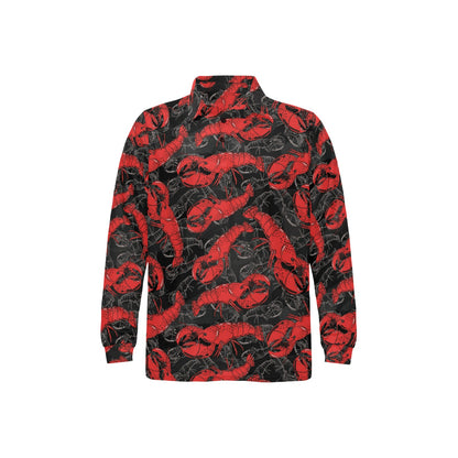 Lobster Pattern Print Design 04 Long Sleeve Polo Shirt For Men's