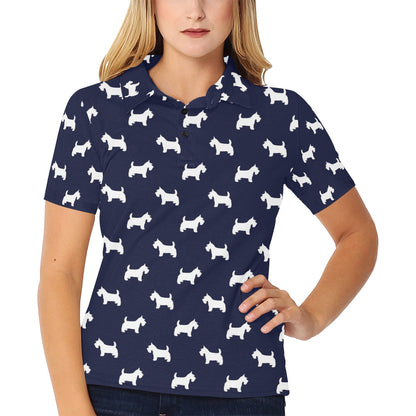 Scottish Terriers Print Design LKS3019 Women's Polo Shirt