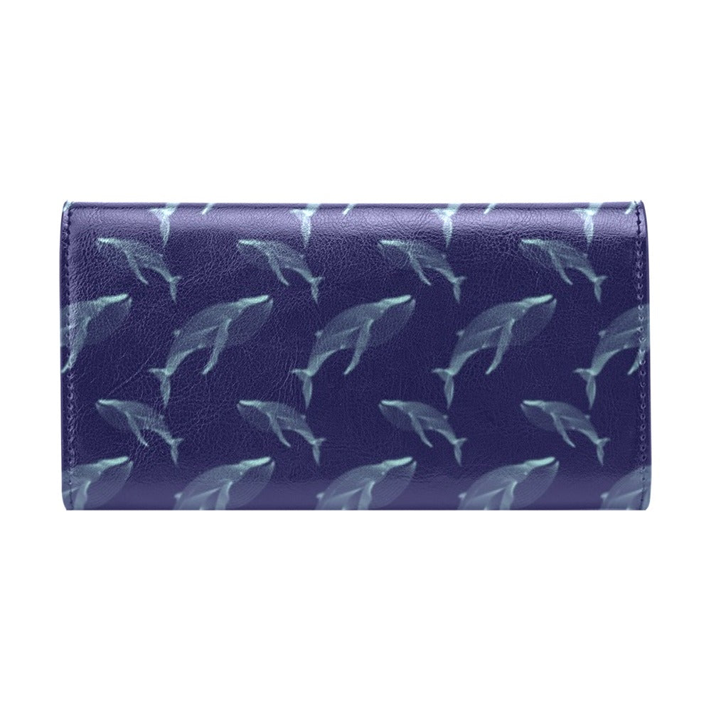 Blue Whale Print Design LKS402 Women's Trifold Wallet