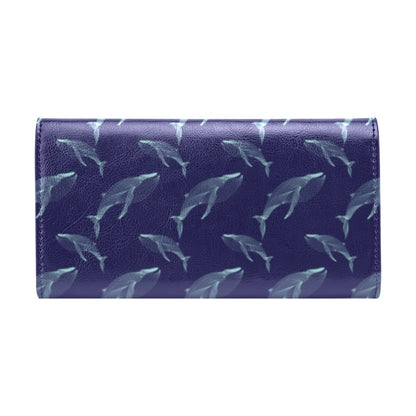 Blue Whale Print Design LKS402 Women's Trifold Wallet