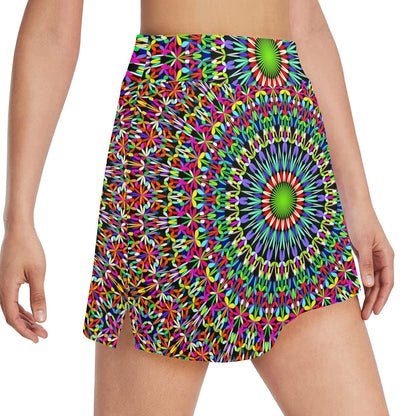 Bohemian Colorful Style Print 17" Golf & Pickleball Skort with Pockets