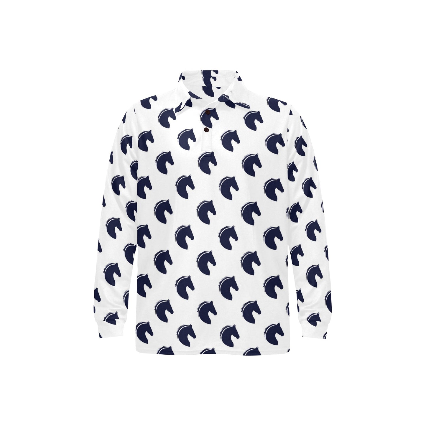 Horse Head Print Design LKS303 Long Sleeve Polo Shirt For Men's