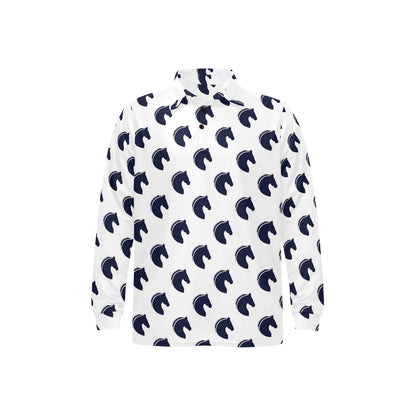 Horse Head Print Design LKS303 Long Sleeve Polo Shirt For Men's