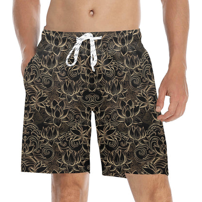 Lotus Gold Mandala Design Themed Men's Swim Trunks Beach Shorts