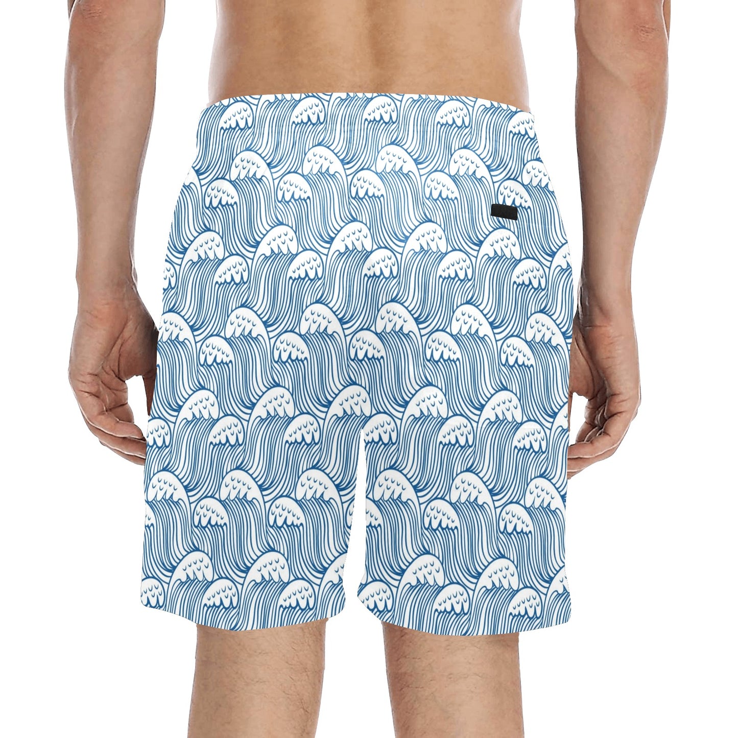 Wave Print Design LKS306 Men's Swim Trunks Beach Shorts