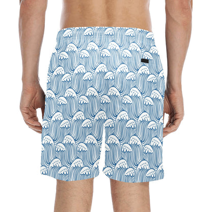 Wave Print Design LKS306 Men's Swim Trunks Beach Shorts