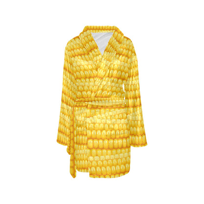 Agricultural Corn cob Pattern Women's Fleece Robe