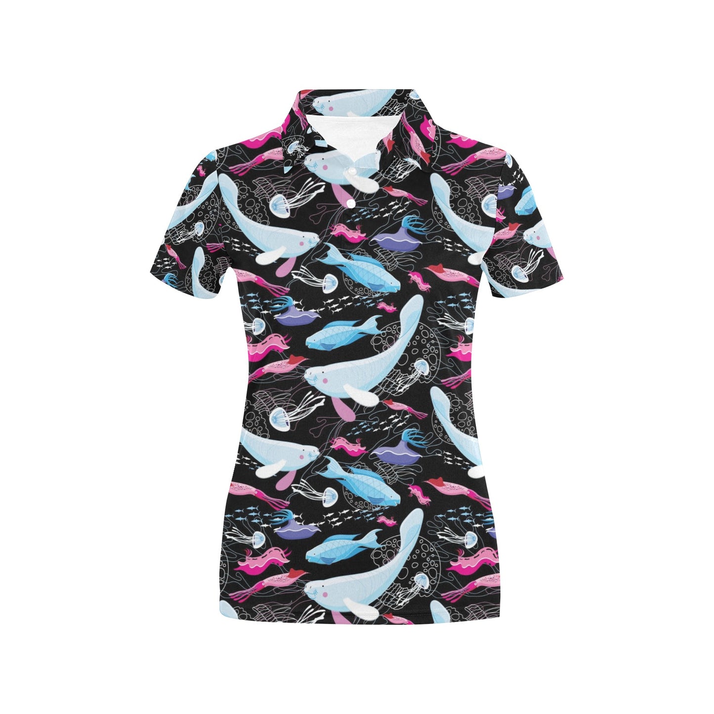 Manatee Pattern Print Design 01 Women's Polo Shirt