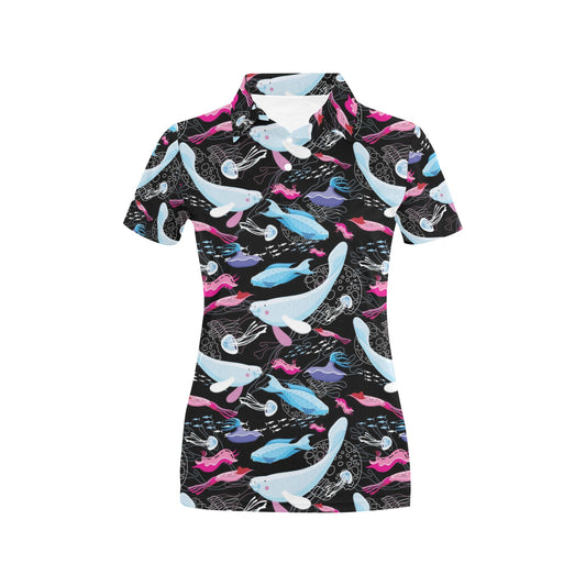 Manatee Pattern Print Design 01 Women's Polo Shirt