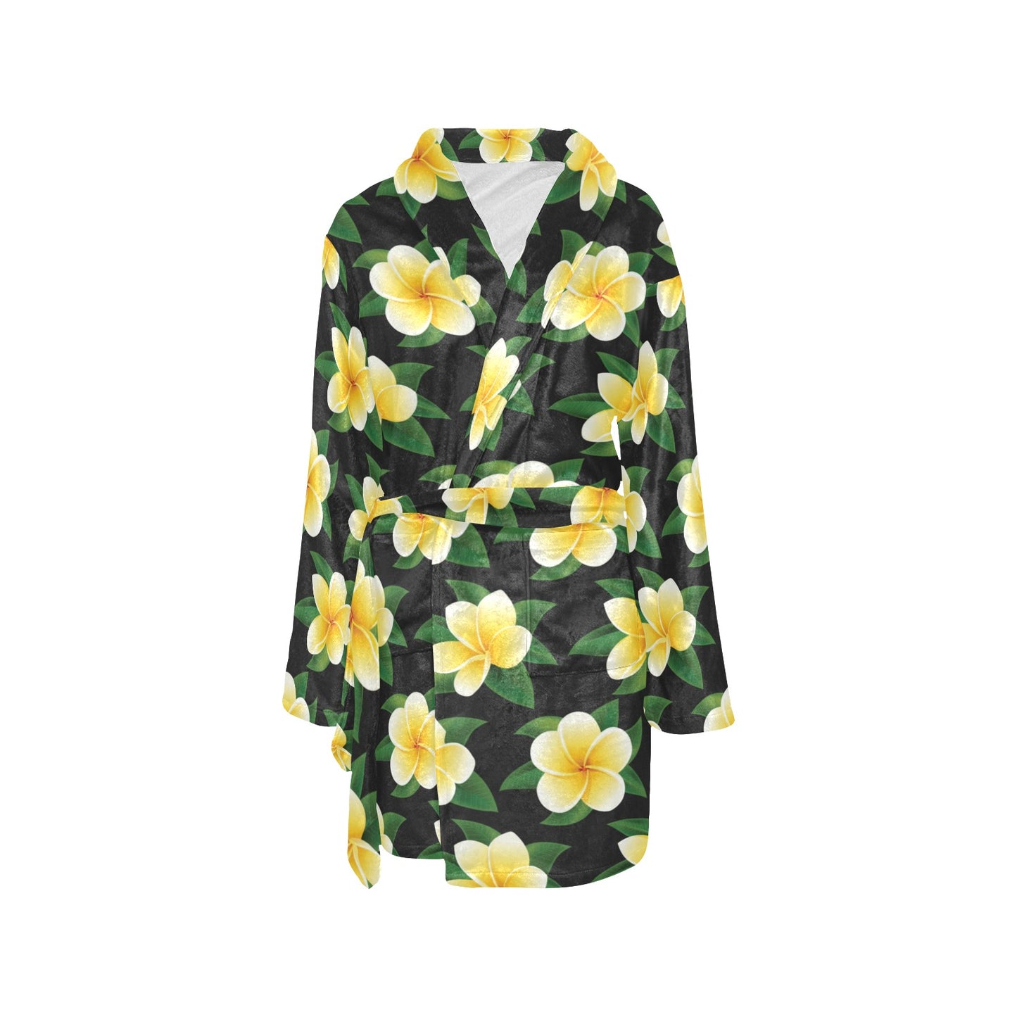 Plumeria Pattern Print Design A03 Women's Fleece Robe