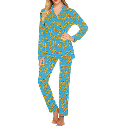 School Bus Print Design LKS302 Women's Long Pajama Set