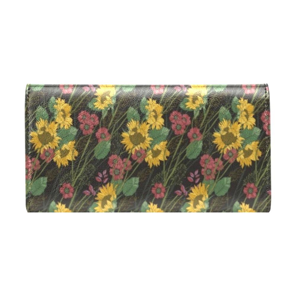 Sunflower Print Design LKS303 Women's Trifold Wallet