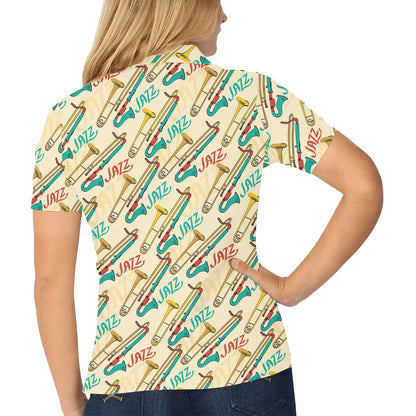 Trombone Pattern Print Design 03 Women's Polo Shirt