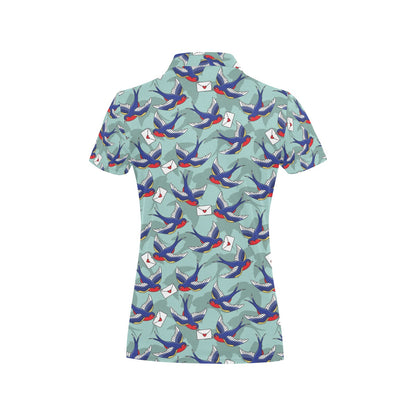Swallow Bird Pattern Print Design 02 Women's Polo Shirt