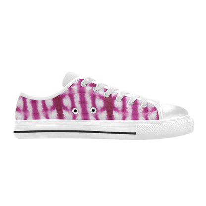 Tie Dye Dark Pink Print Design LKS303 Women's White Low Top Shoes