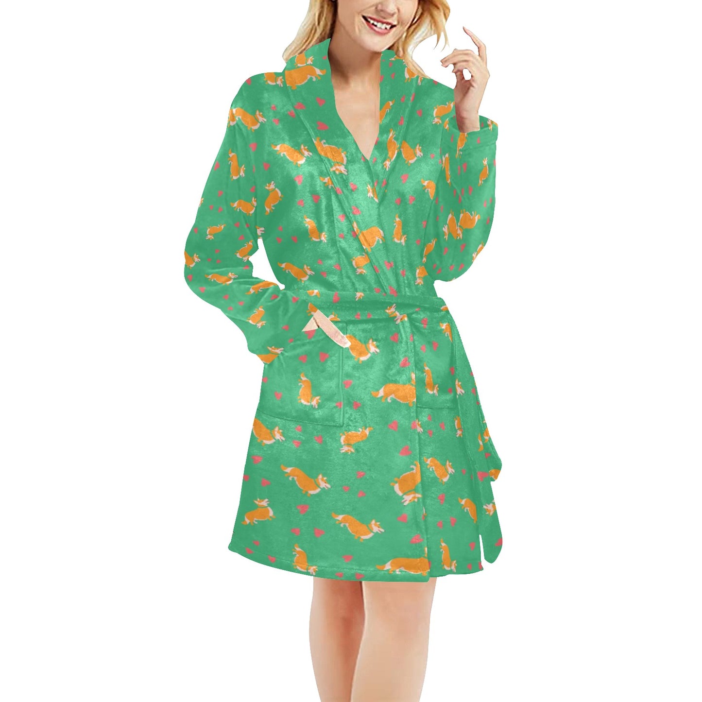 Cardigan Welsh Corgis Pattern Print Design 03 Women's Fleece Robe
