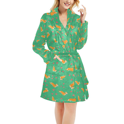 Cardigan Welsh Corgis Pattern Print Design 03 Women's Fleece Robe