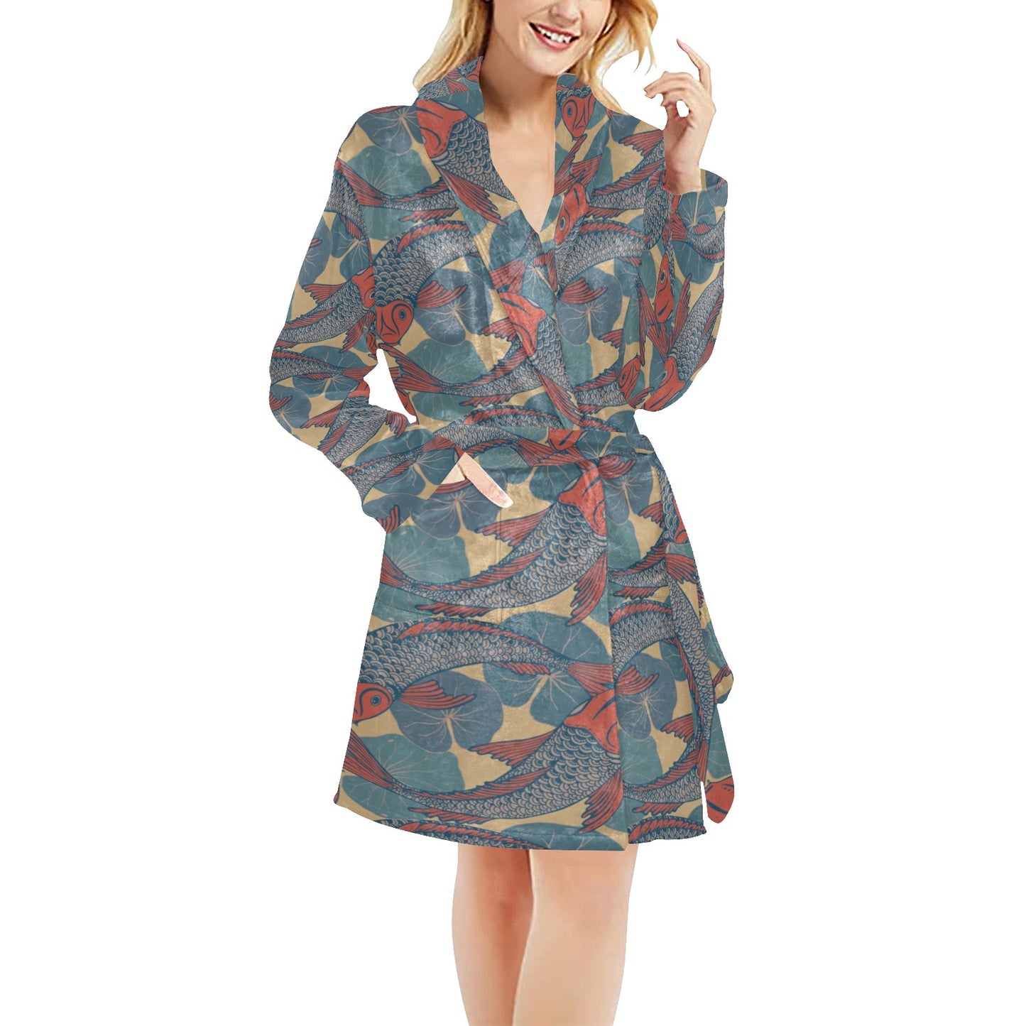 Pisces Pattern Print Design A01 Women's Fleece Robe
