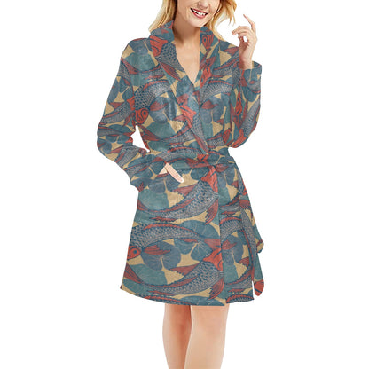 Pisces Pattern Print Design A01 Women's Fleece Robe