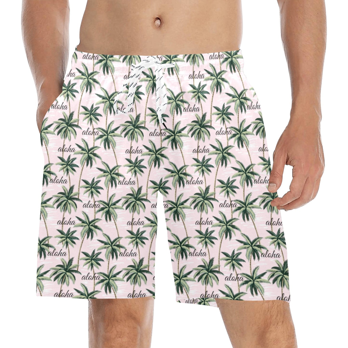 Aloha Beach Pattern Design Themed Print Men's Swim Trunks Beach Shorts