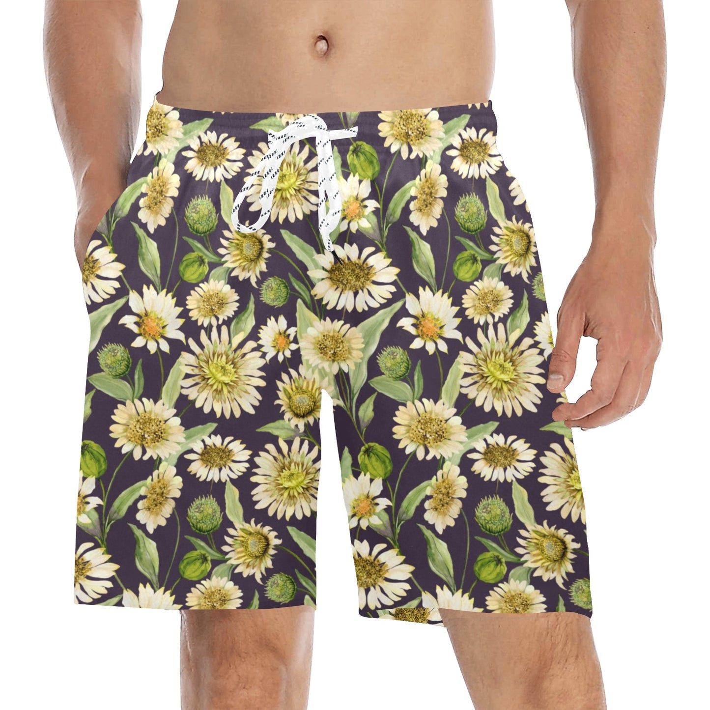 Daisy Vintage Print Pattern Men's Swim Trunks Beach Shorts