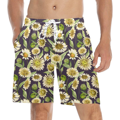 Daisy Vintage Print Pattern Men's Swim Trunks Beach Shorts