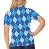 Argyle Blue Pattern Print Design 02 Women's Polo Shirt