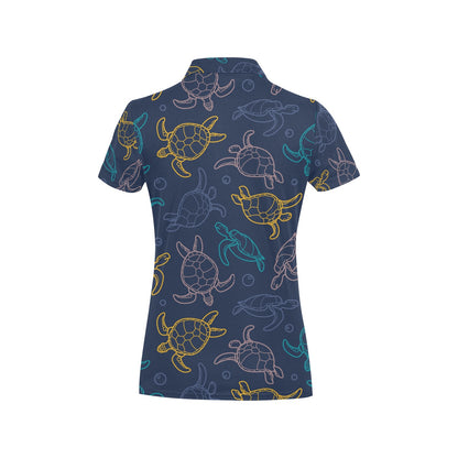 Sea Turtle Baby Print Women's Polo Shirt