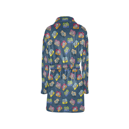 Camera Pattern Print Design 03 Women's Fleece Robe